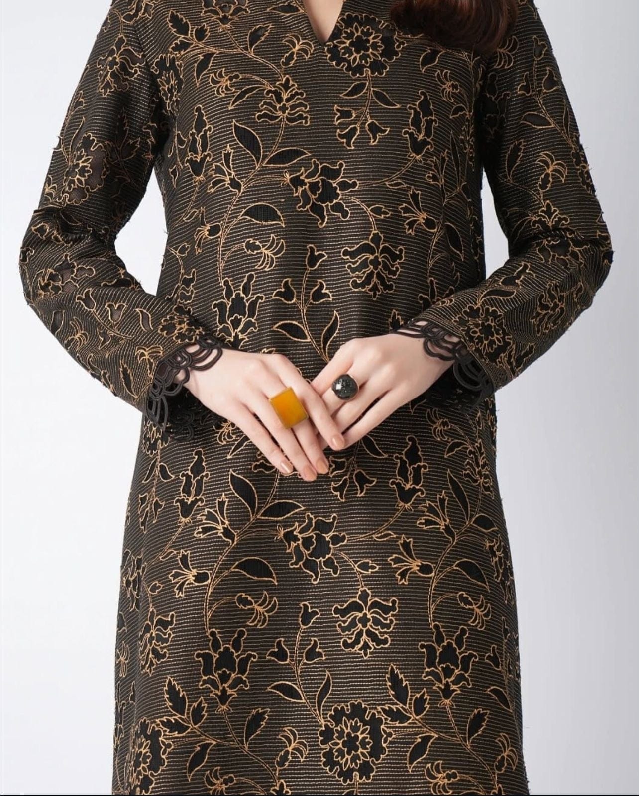 Fabareeze Black 3 PC Aplique cutwork