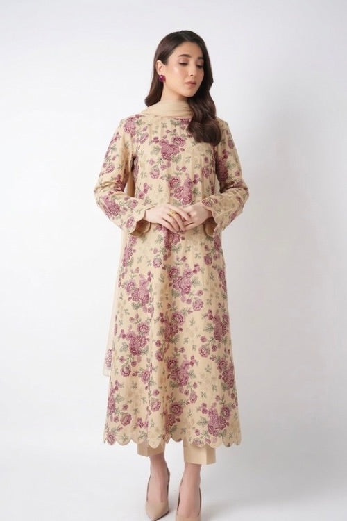 Fabareeze Light peach 3 PC Aplique Lawn