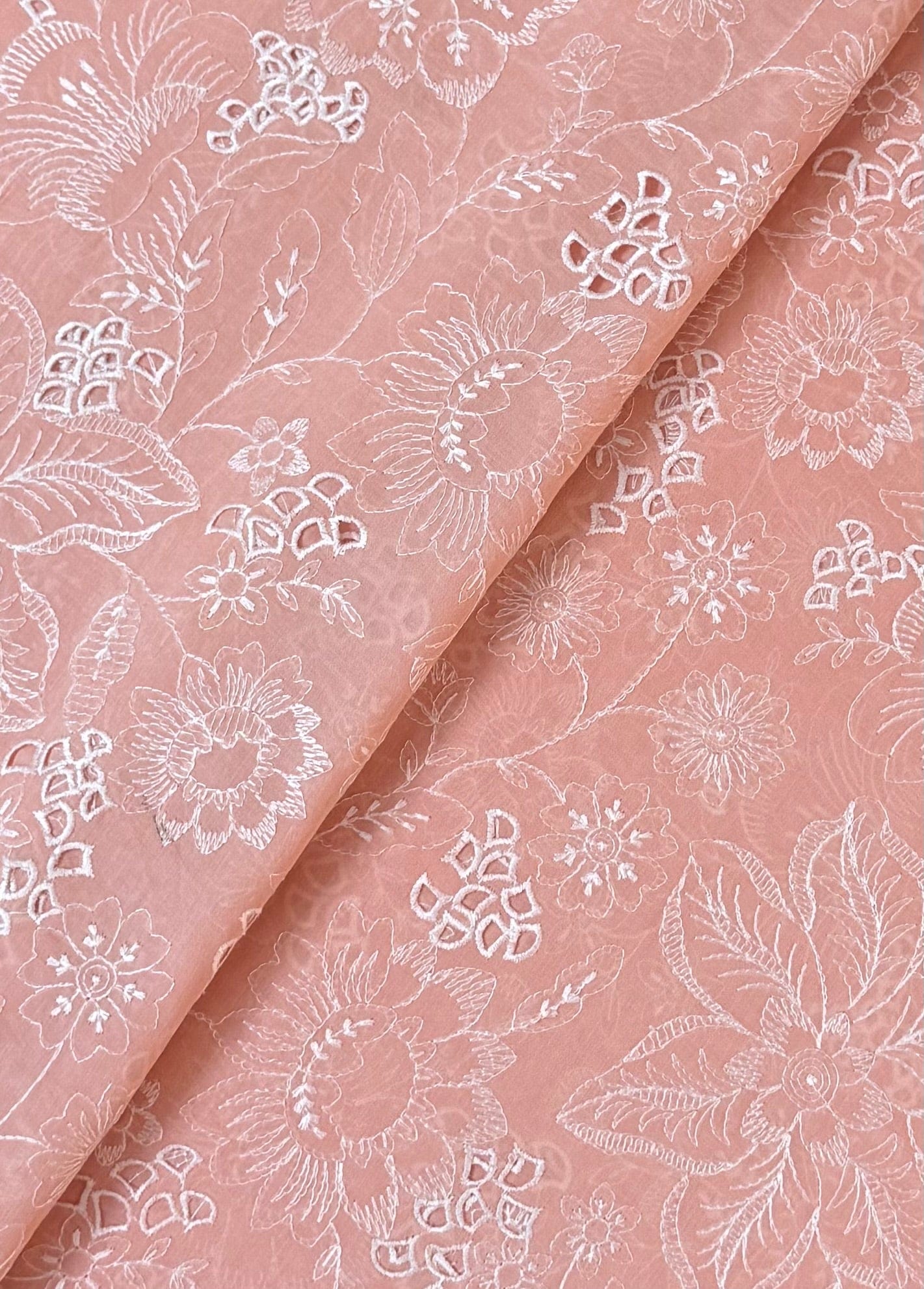 Fabareeze Peach 3 PC Cutworkari Embroidered