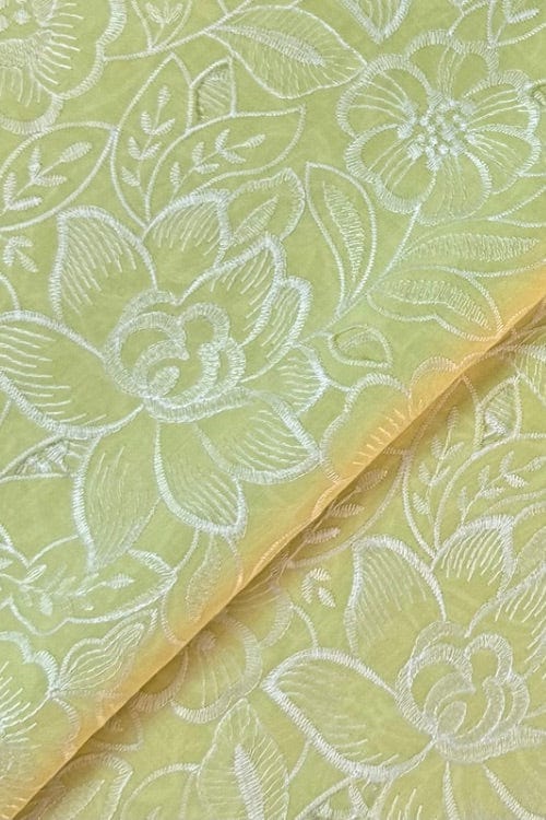 Fabareeze Yellow 3 PC Cutworkari Embroidered