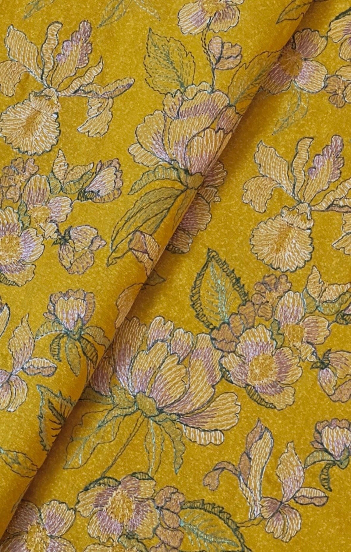Fabareeze Yellow 3 PC Embroidered Karandi