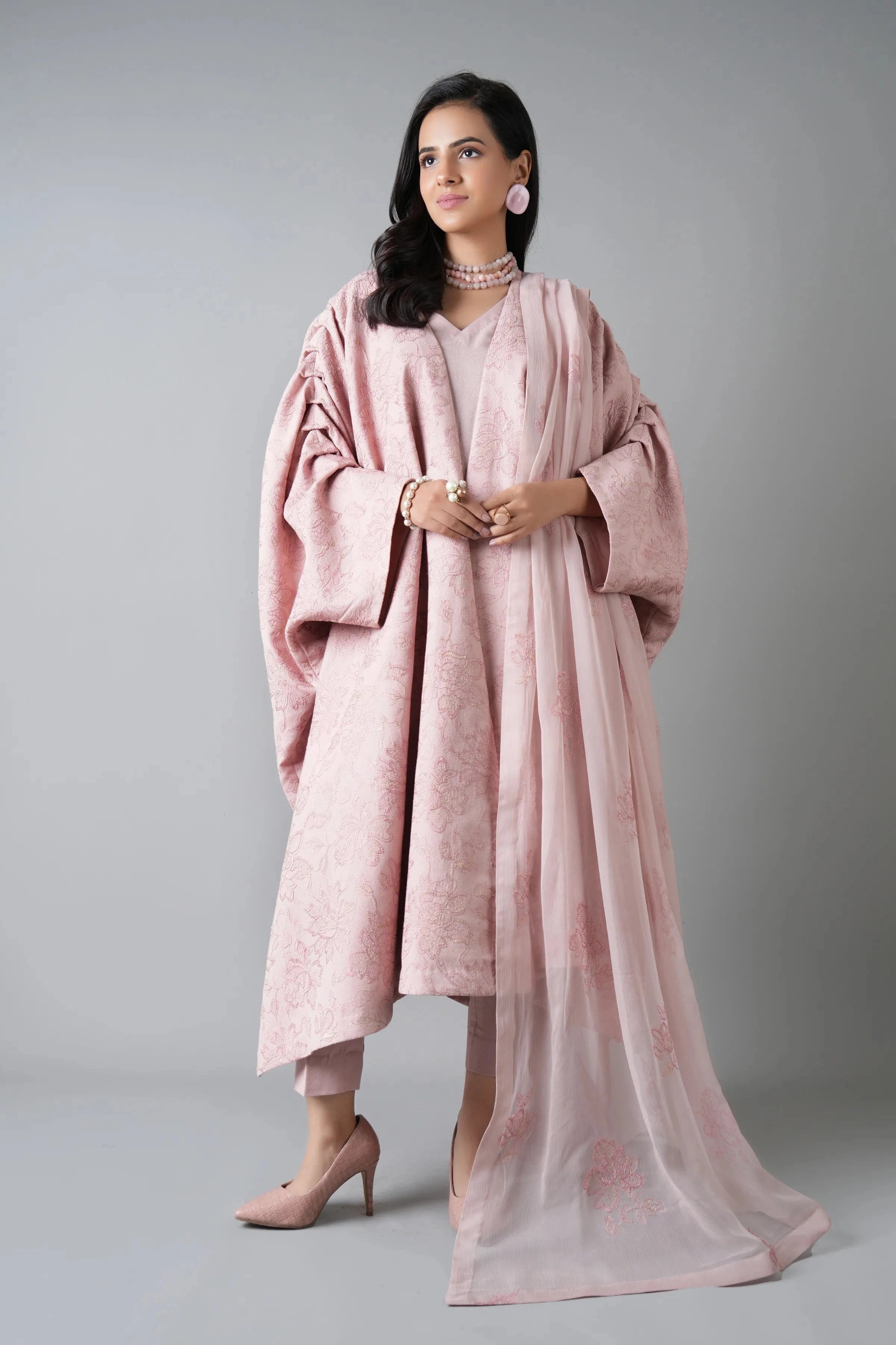 Fabareeze Pink 3 PC Embroidered Karandi