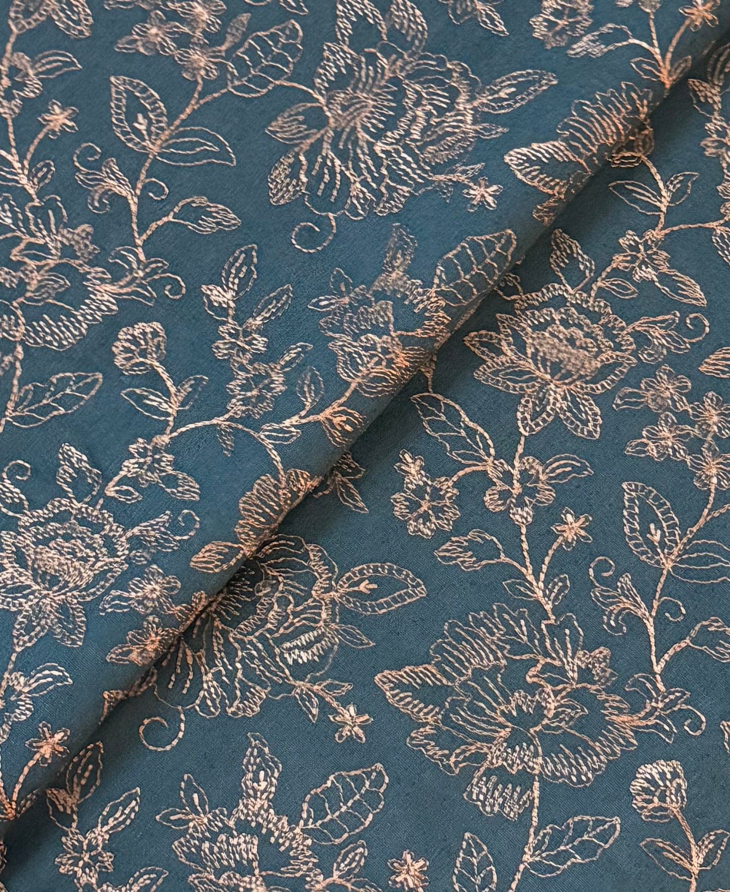 Fabareeze Teal Blue 3 PC Embroidered Karandi