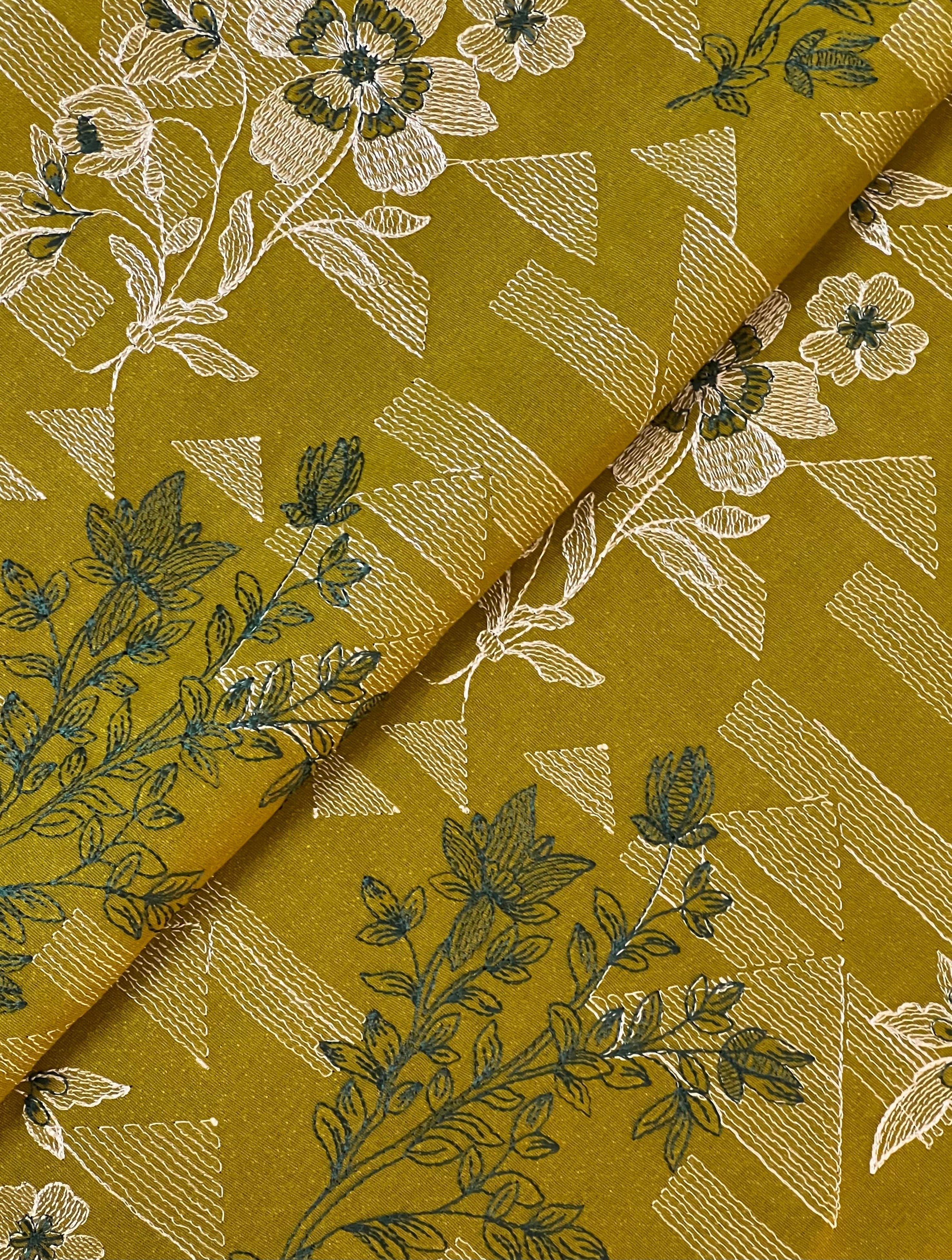 Fabareeze Olive Green 3 PC Embroidered Karandi