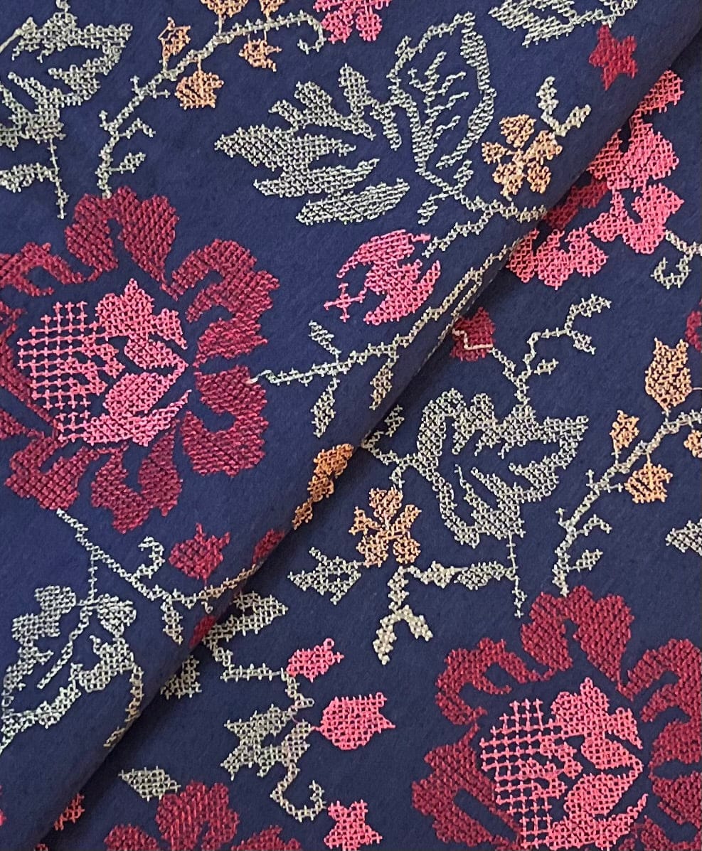 Fabareeze Navy blue 3 PC Embroidered Karandi