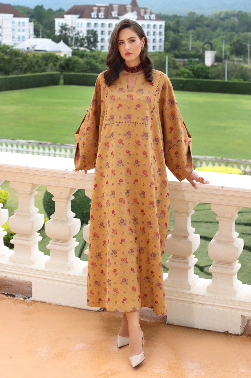 Fabareeze Mustard 3 PC Embroidered Karandi