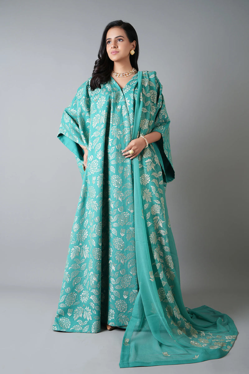 Fabareeze Sea Green 3 PC Embroidered Karandi