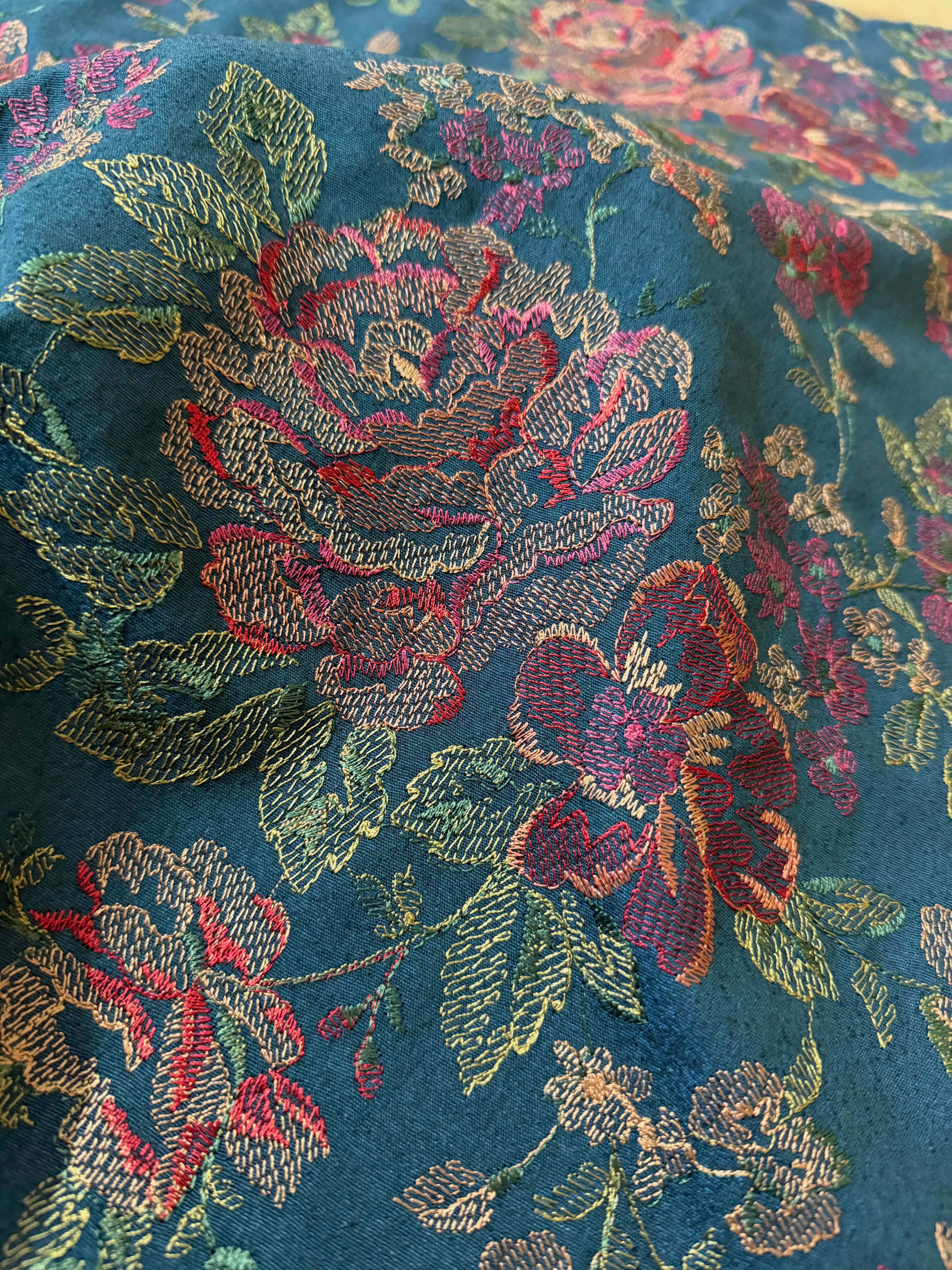 Fabareeze Teal Blue 3 PC Embroidered Karandi