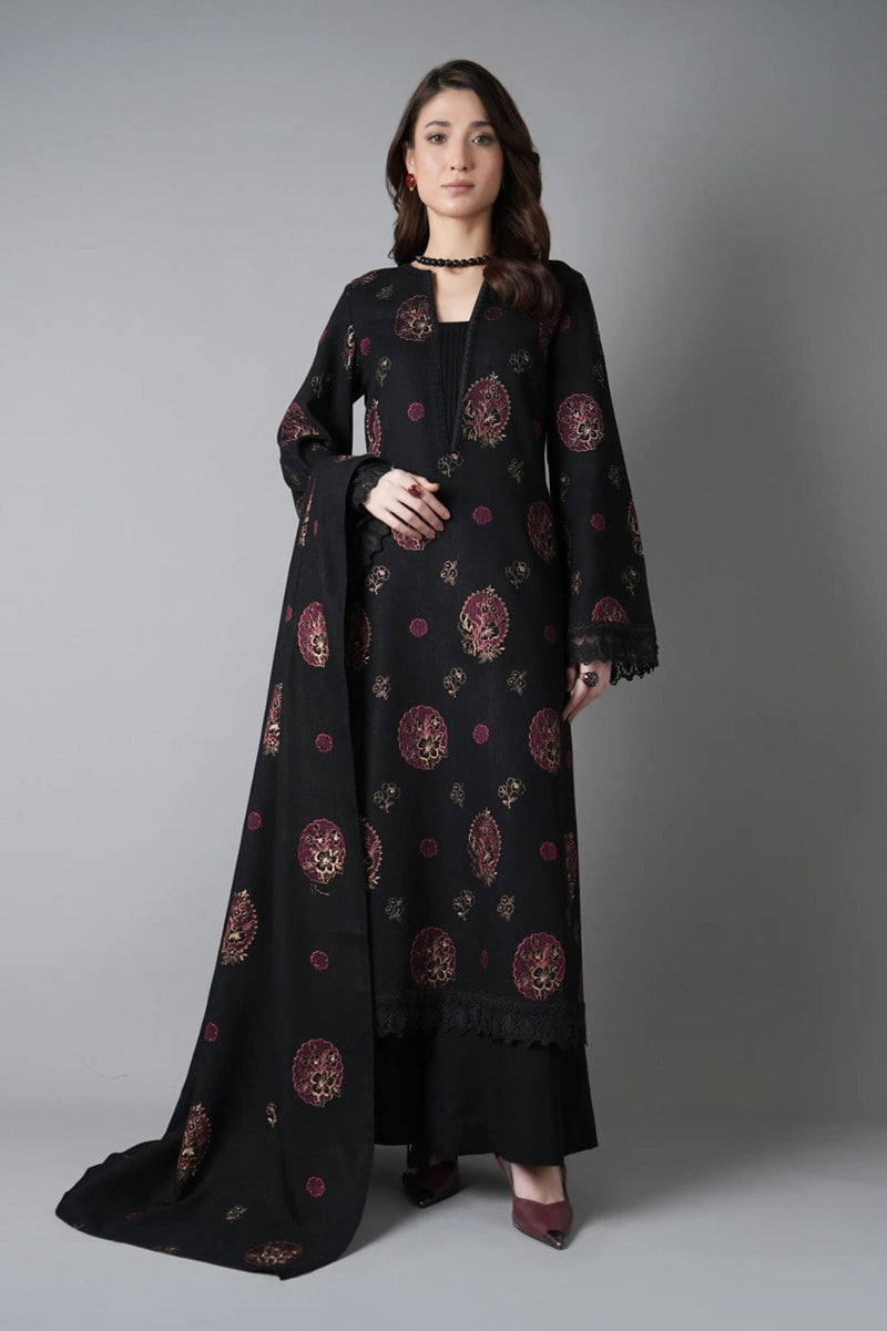 Fabareeze Black 3 PC Embroidered Karandi