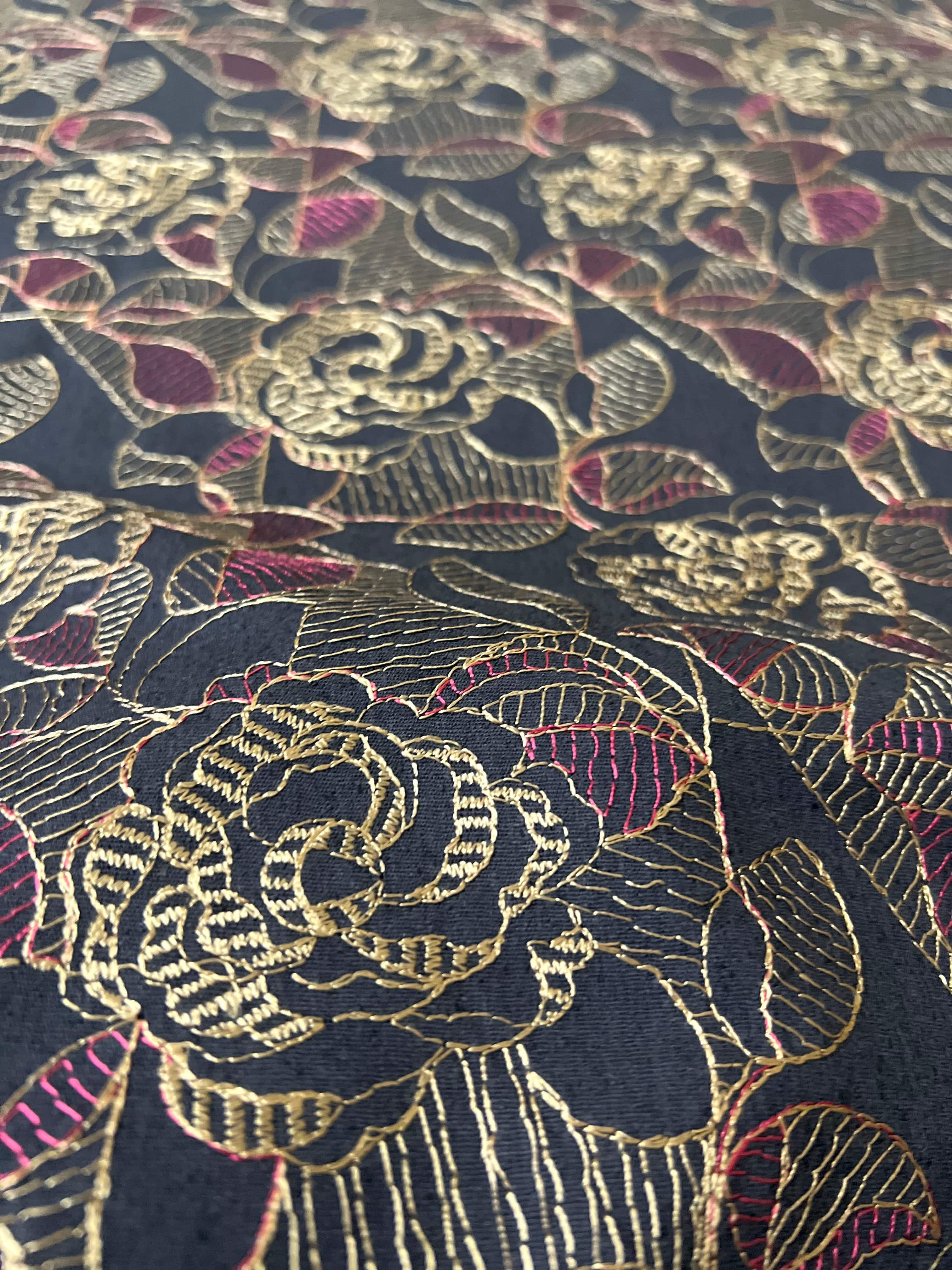 Fabareeze Dark Navy Blue 3 PC Embroidered Karandi