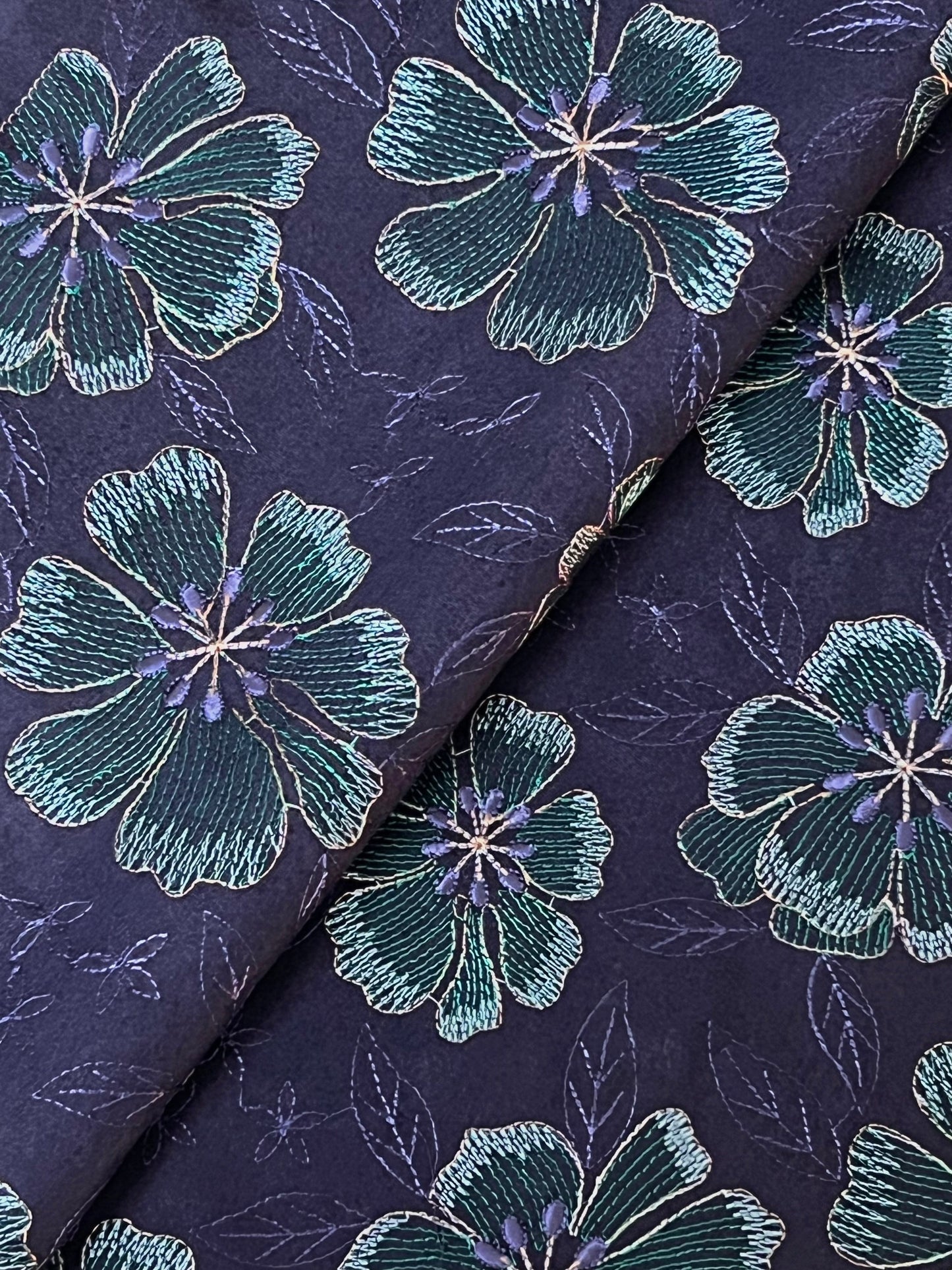 Fabareeze Navy blue 3 PC Embroidered Karandi