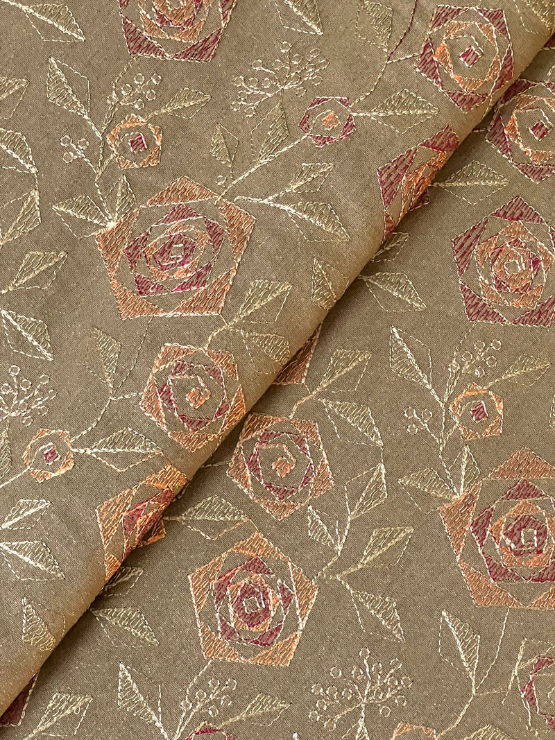 Fabareeze Olive green 3 PC Embroidered Karandi