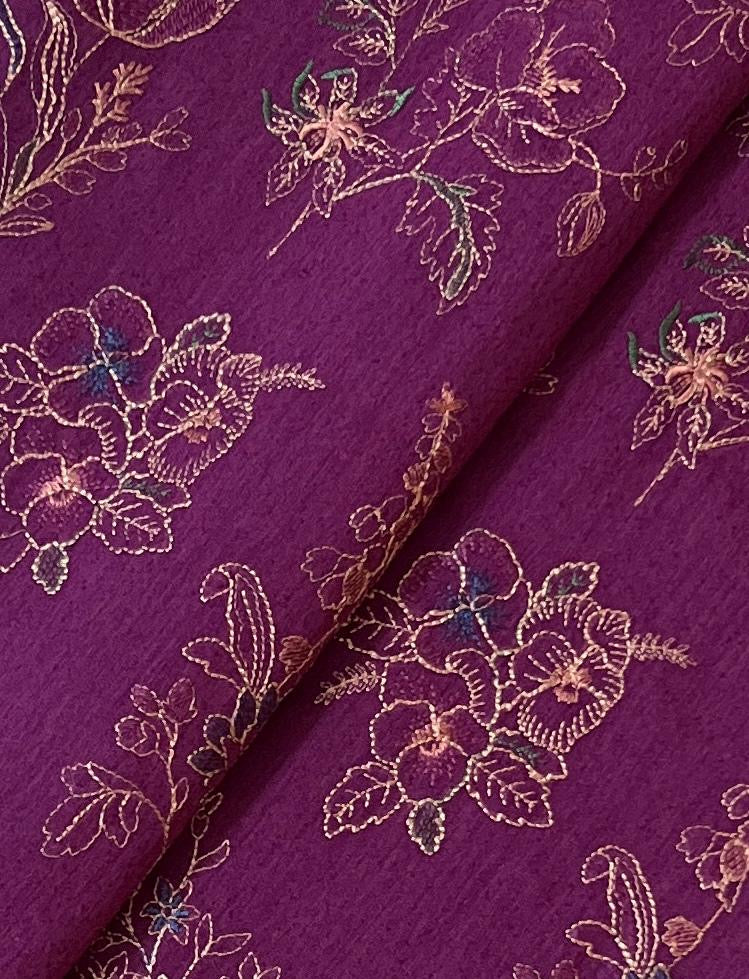Fabareeze Purple 3 PC Embroidered Karandi