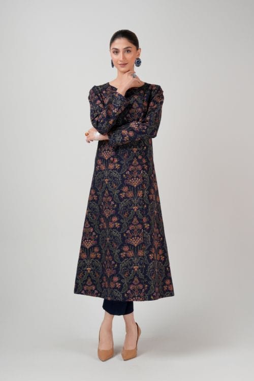 Fabareeze Navy blue 3 PC Embroidered Karandi
