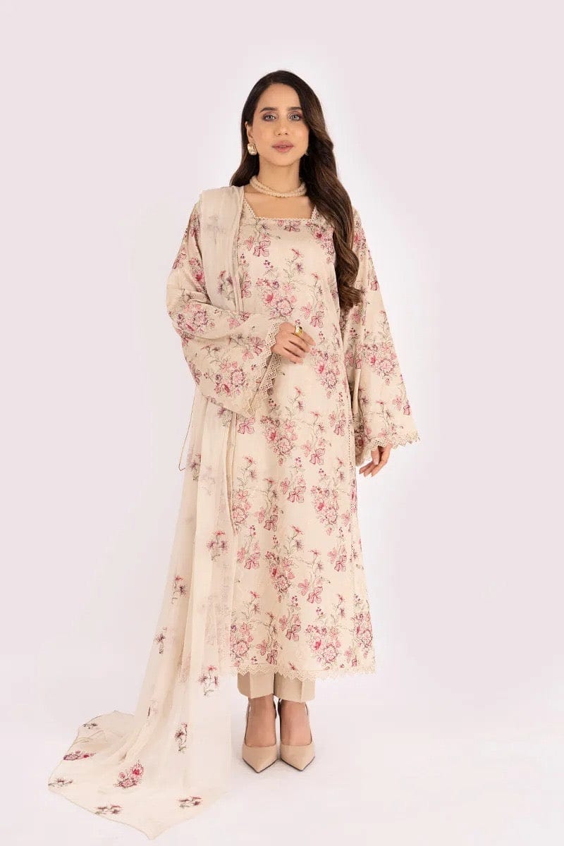 Fabareeze Beige 3 PC Lawn Embroidered