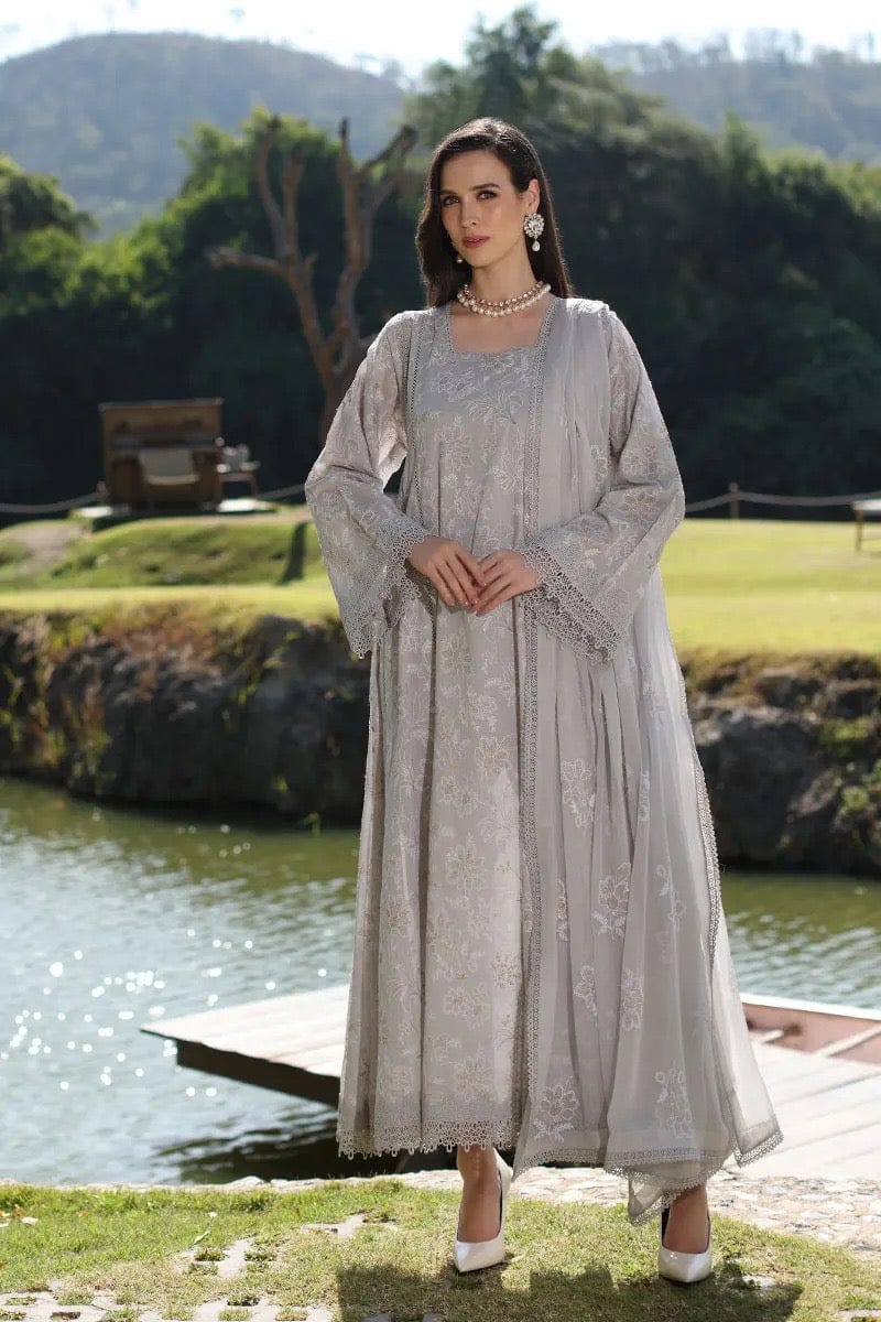 Fabareeze Grey 3 PC Lawn Embroidered