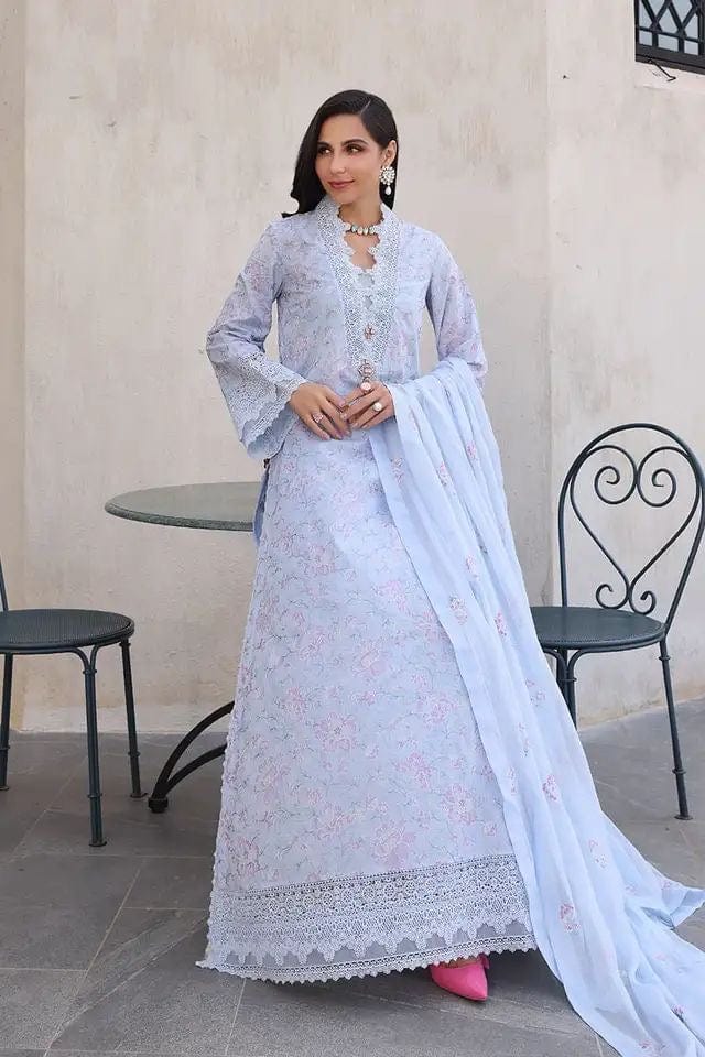 Fabareeze Sky Blue 3 PC Lawn Embroidered