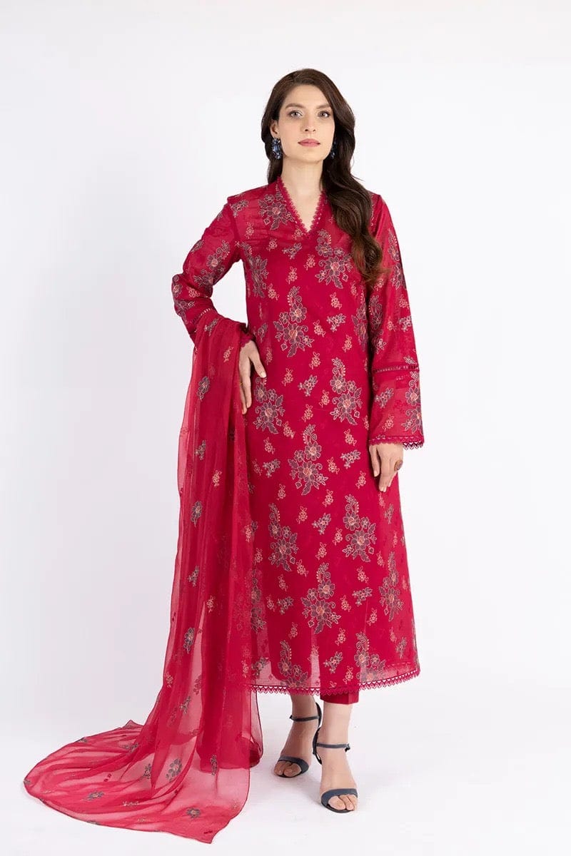 Fabareeze Pink 3 PC Lawn Embroidered