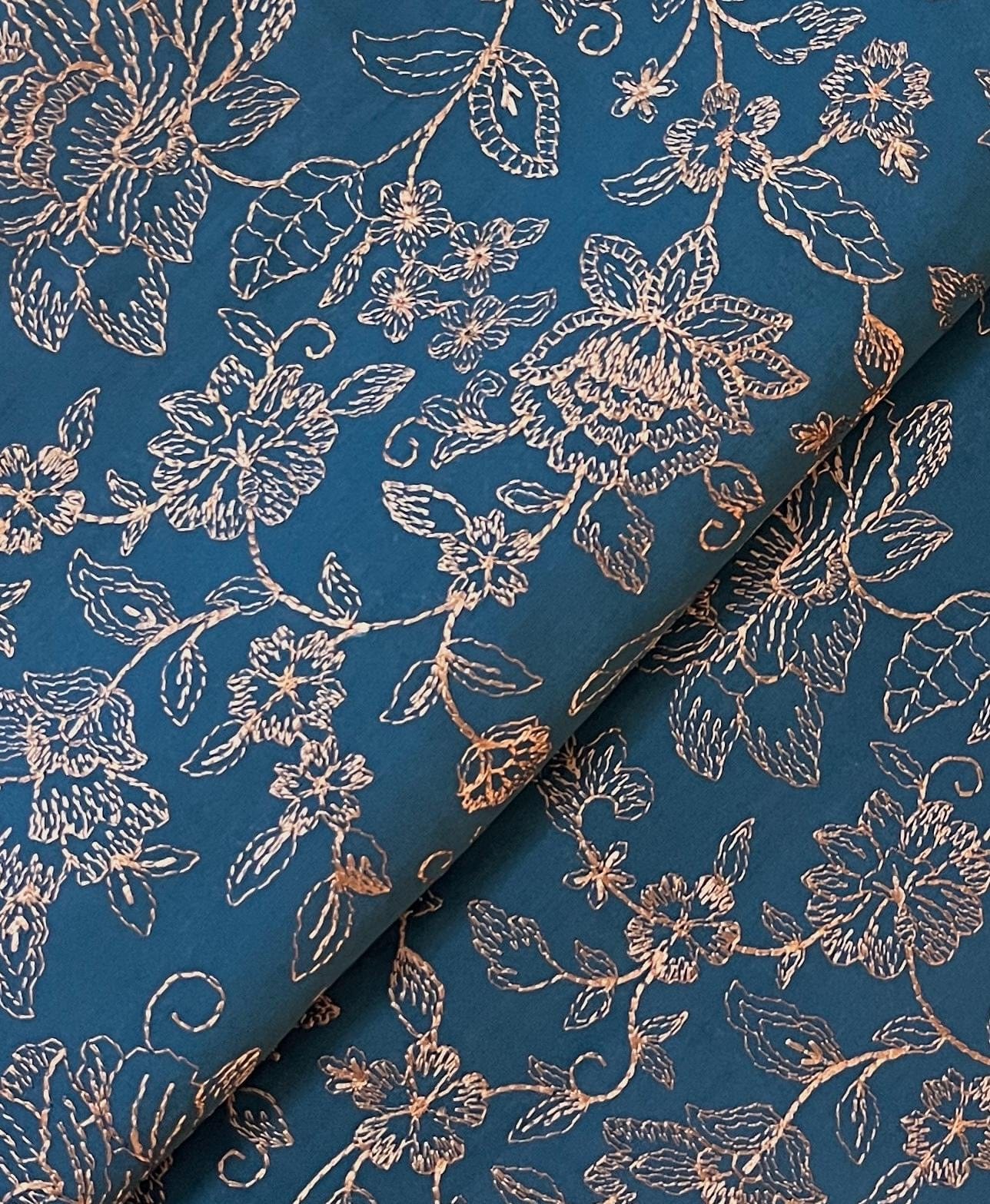 Fabareeze Zinc blue 3 PC Lawn Embroidered