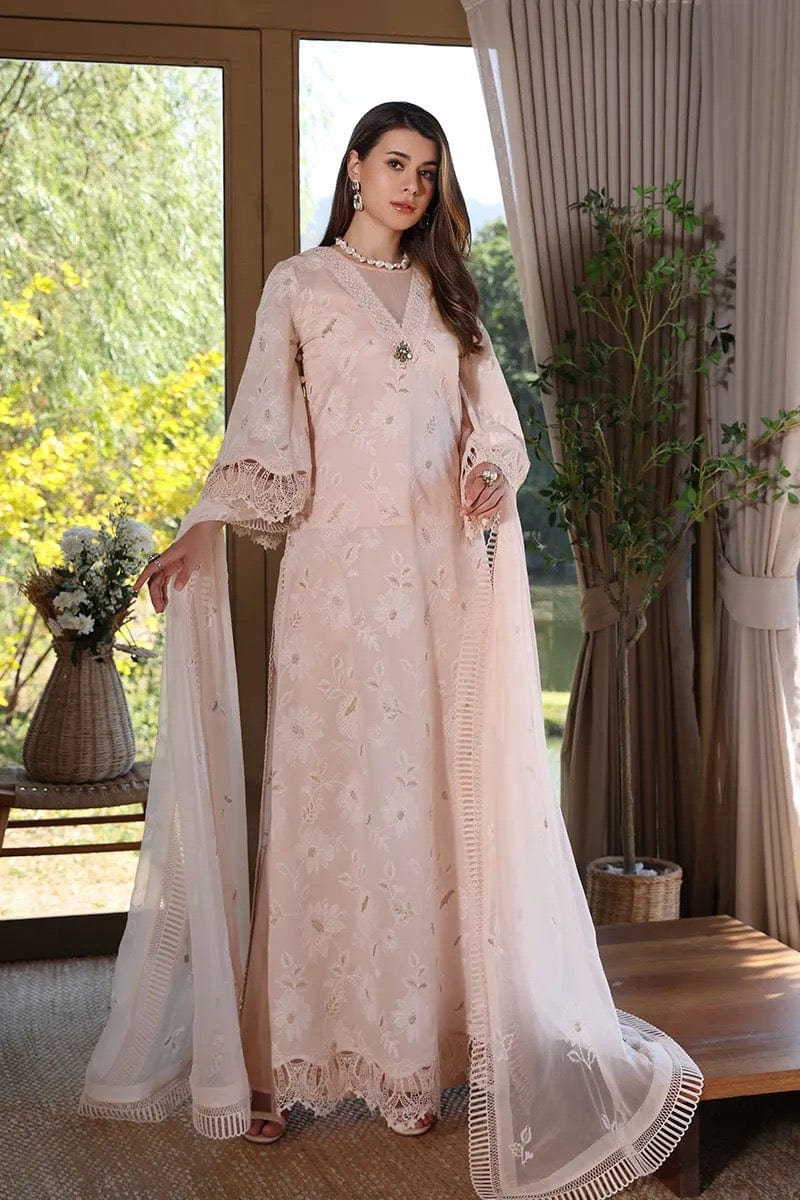 Fabareeze Light peach 3 PC Lawn Embroidered
