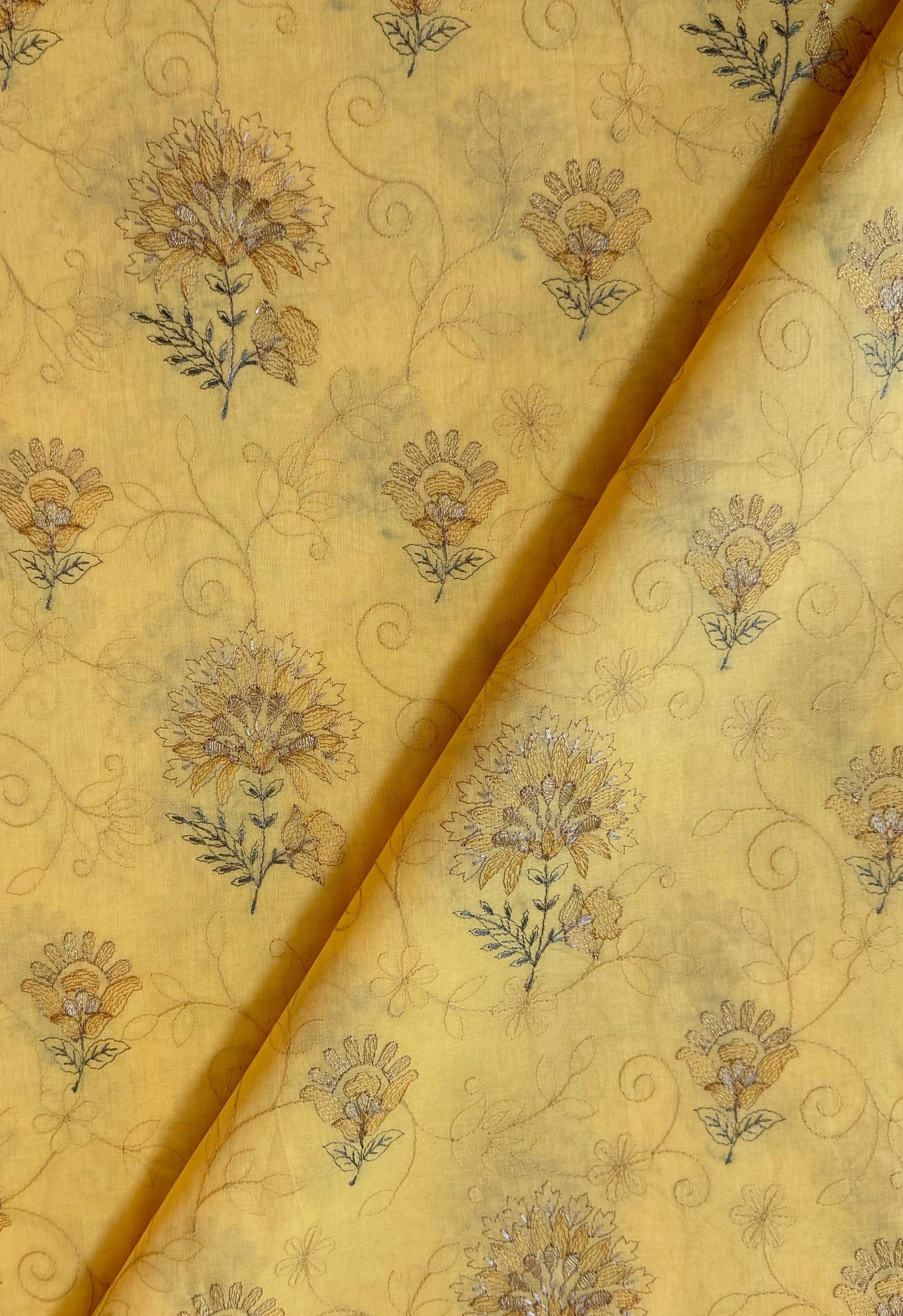 Fabareeze Yellow 3 PC Lawn Embroidered