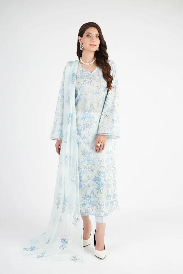 Fabareeze Sky Blue 3 PC Lawn Embroidered