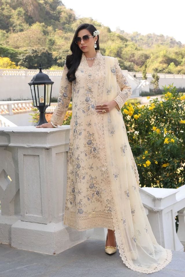 Fabareeze Yellow 3 PC Lawn Embroidered