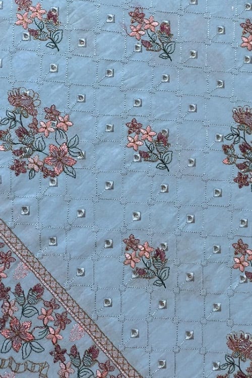 Fabareeze Blue 3 PC Lawn Embroidered