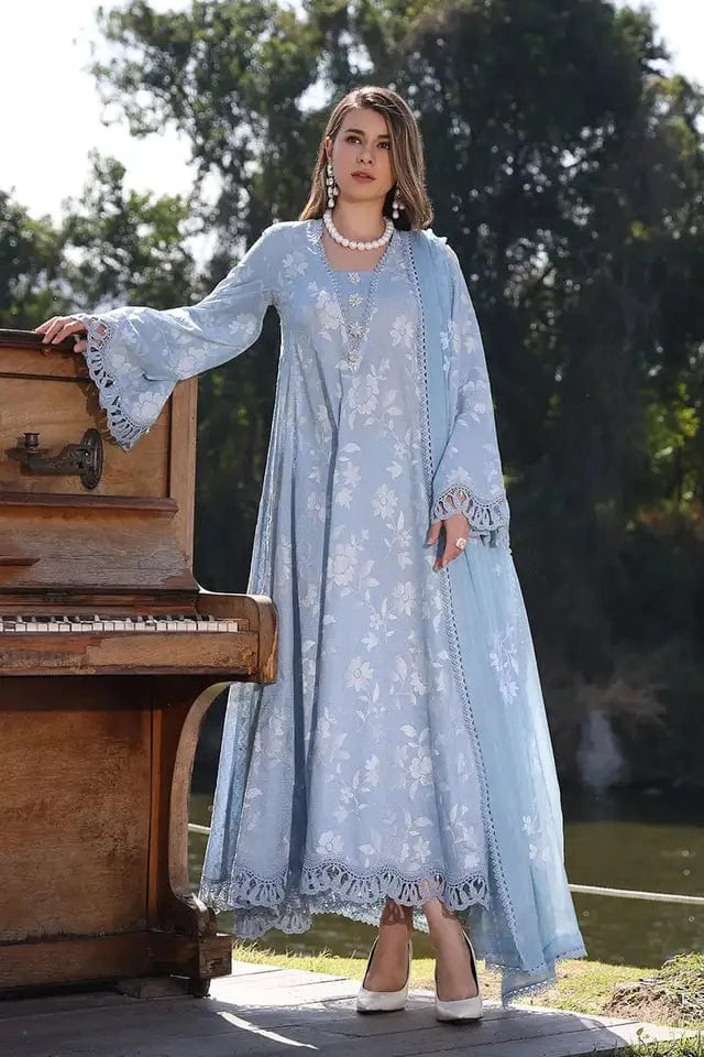 Fabareeze Sky blue 3 PC Lawn Embroidered