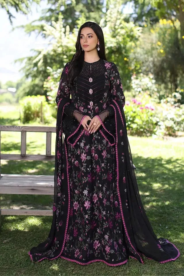 Fabareeze Black 3 PC Lawn Embroidered