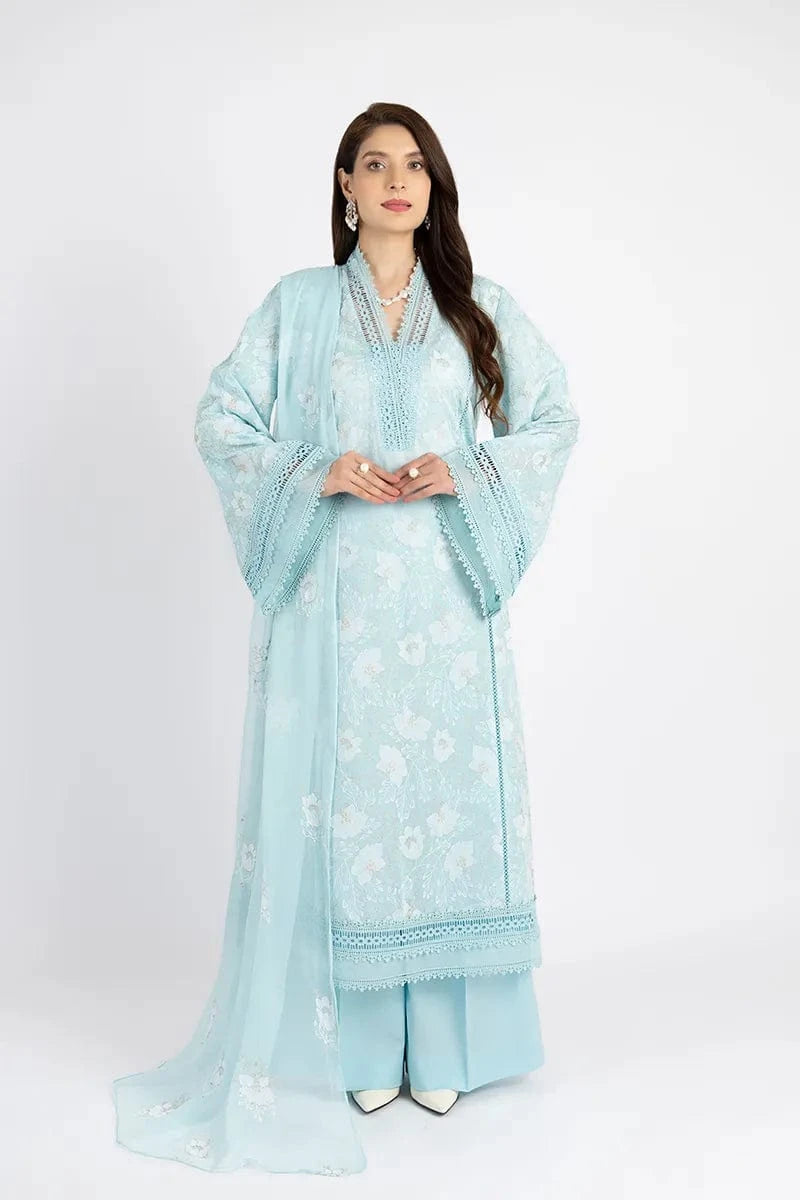 Fabareeze L blue 3 PC Lawn Embroidered