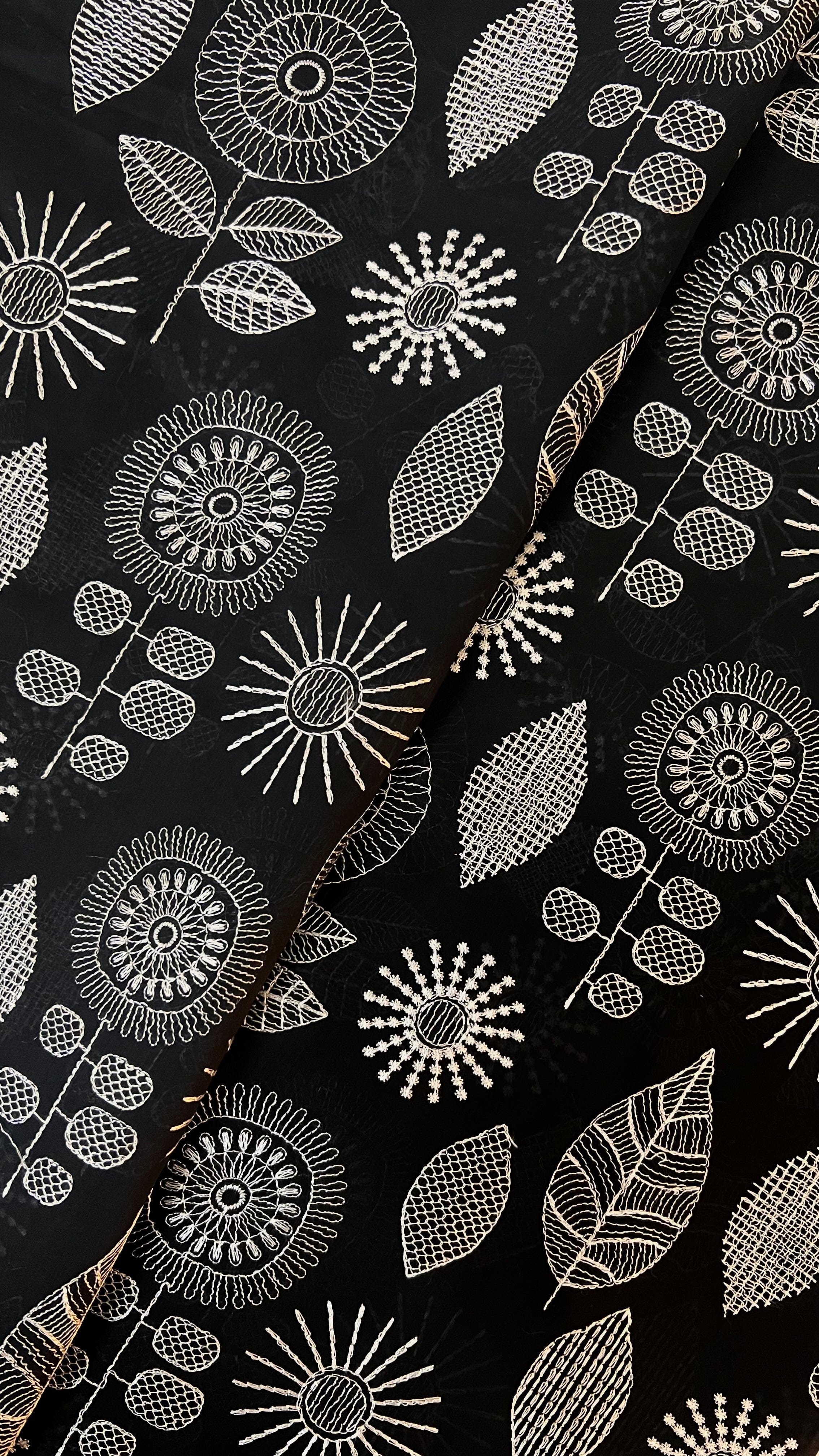 Fabareeze Black 3 PC Lawn Embroidered