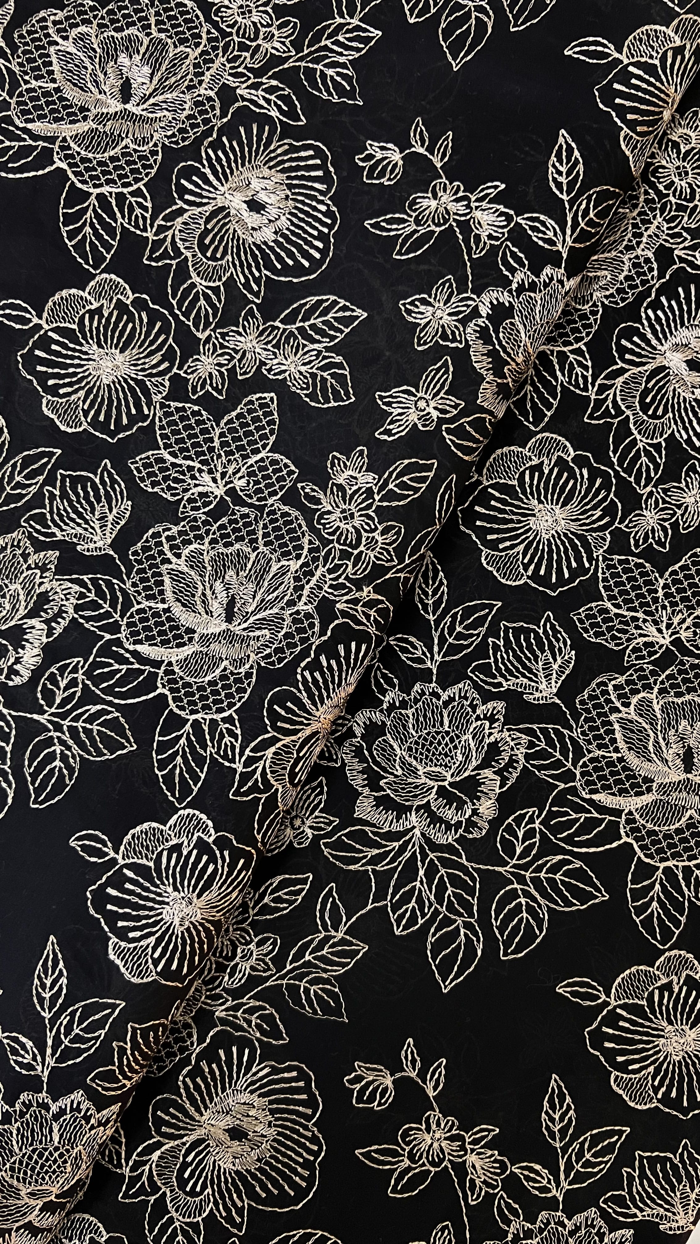 Fabareeze Black 3 PC Lawn Embroidered