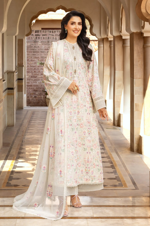 Cream Embroidered Lawn