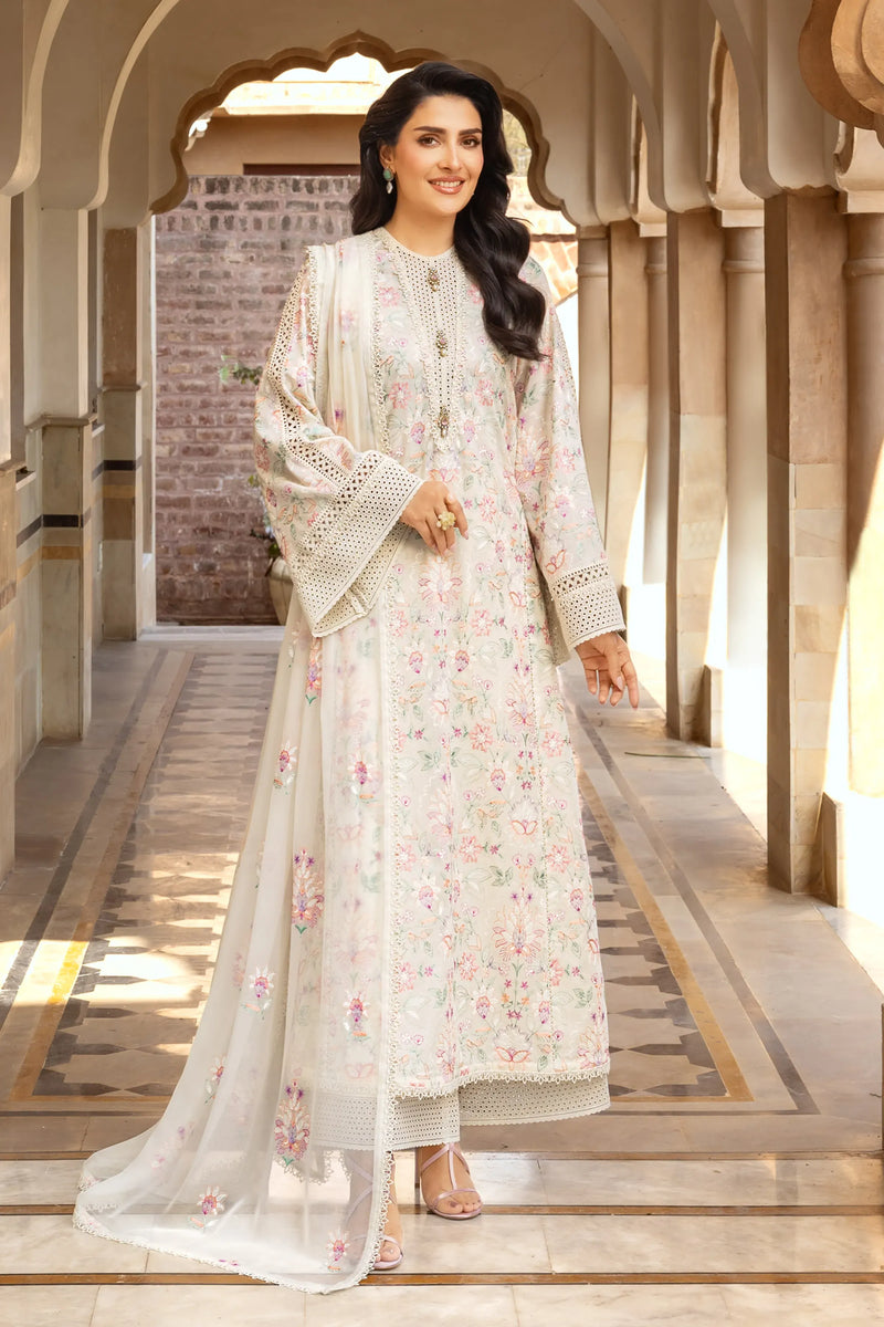 Fabareeze Cream 3 PC Lawn Embroidered
