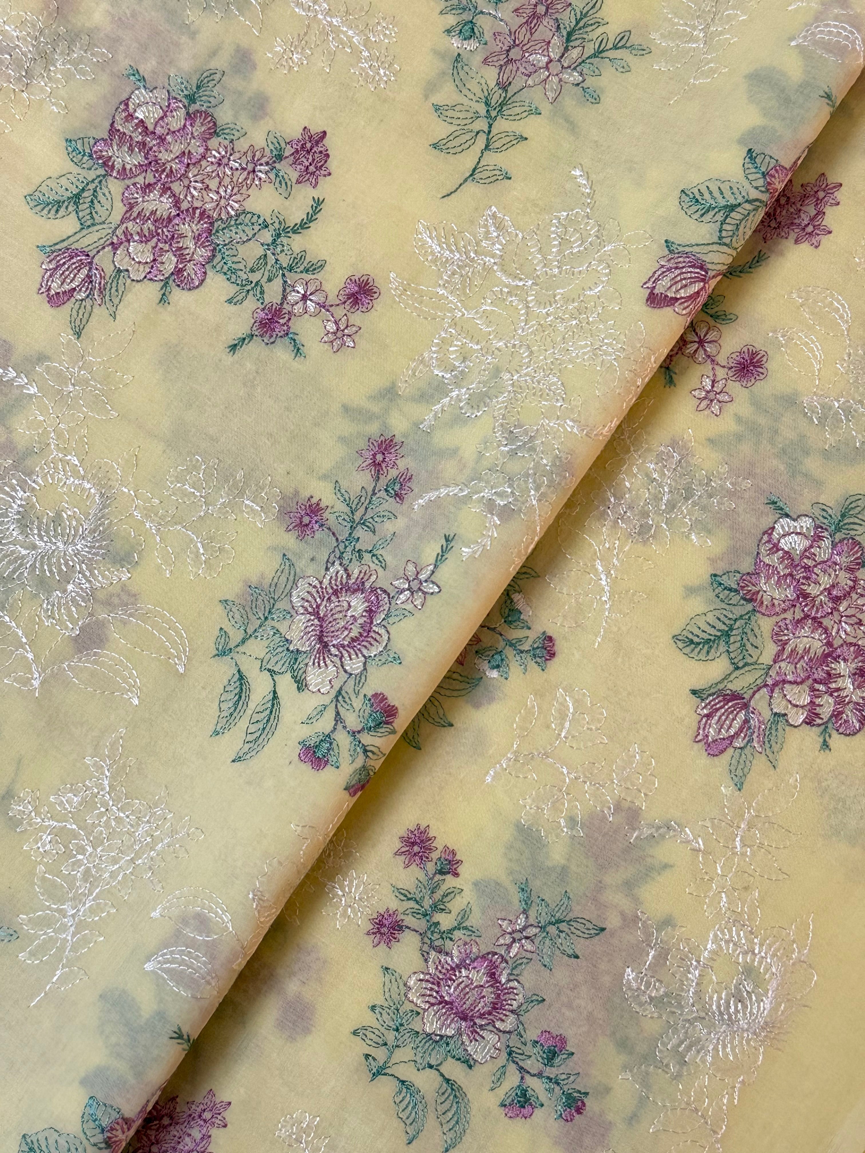 Fabareeze Yellow 3 PC Lawn Embroidered