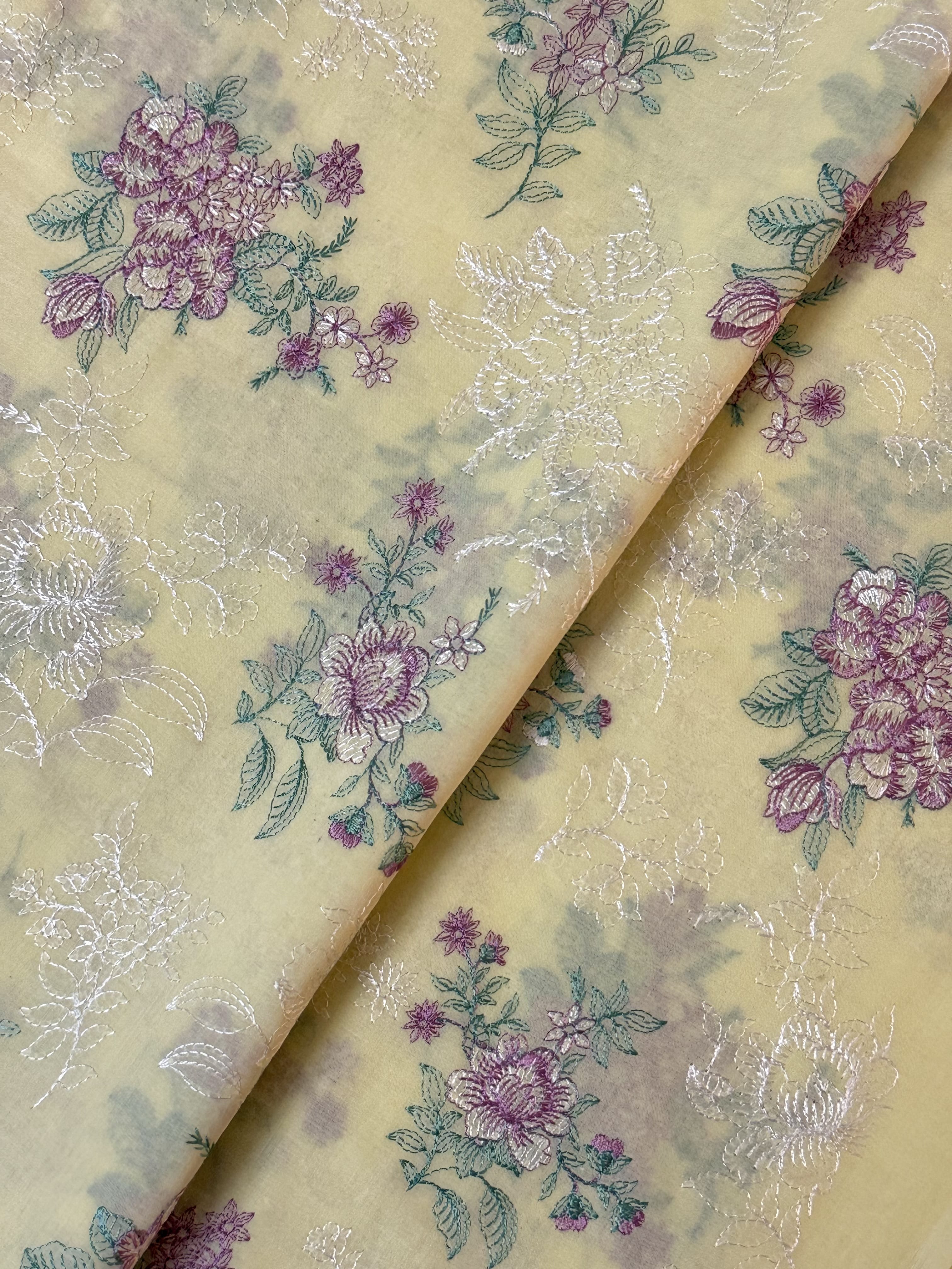 Fabareeze Yellow 3 PC Lawn Embroidered