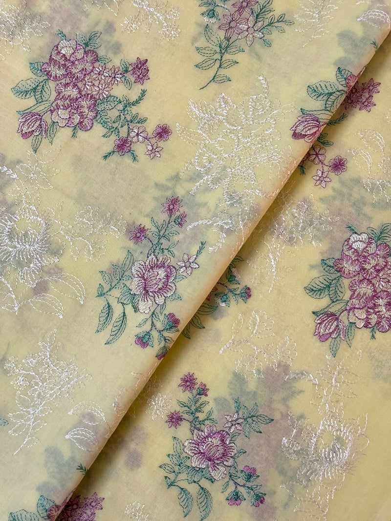 Fabareeze Yellow 3 PC Lawn Embroidered