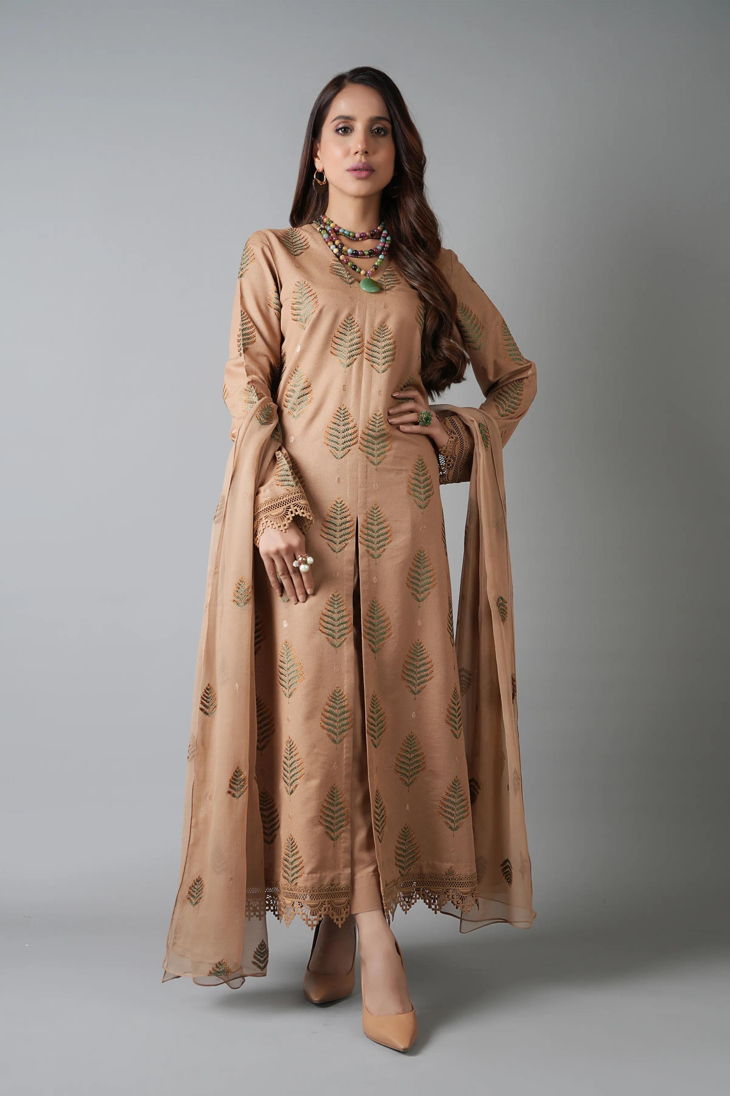 Fabareeze Beige 3 PC Lawn Embroidered