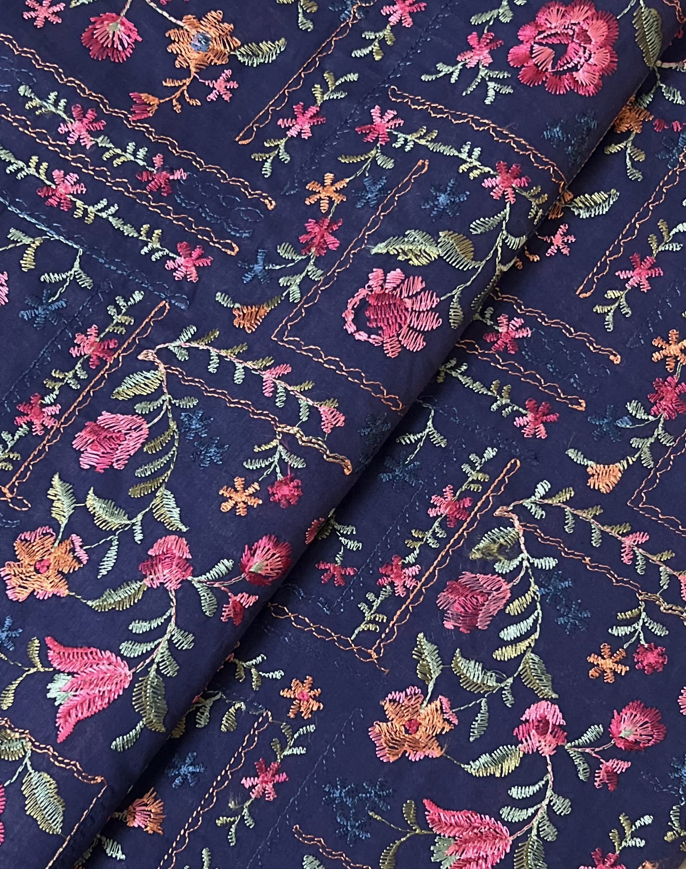 Fabareeze Navy blue 3 PC Lawn Embroidered