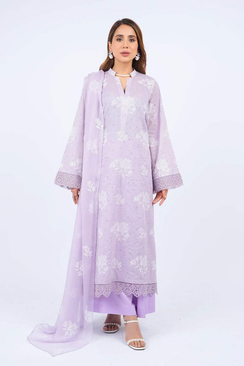 Fabareeze Purple 3 PC Lawn Embroidered