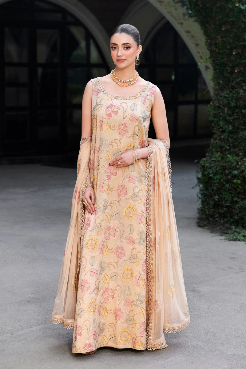 Fabareeze Beige 3 PC Lawn Embroidered