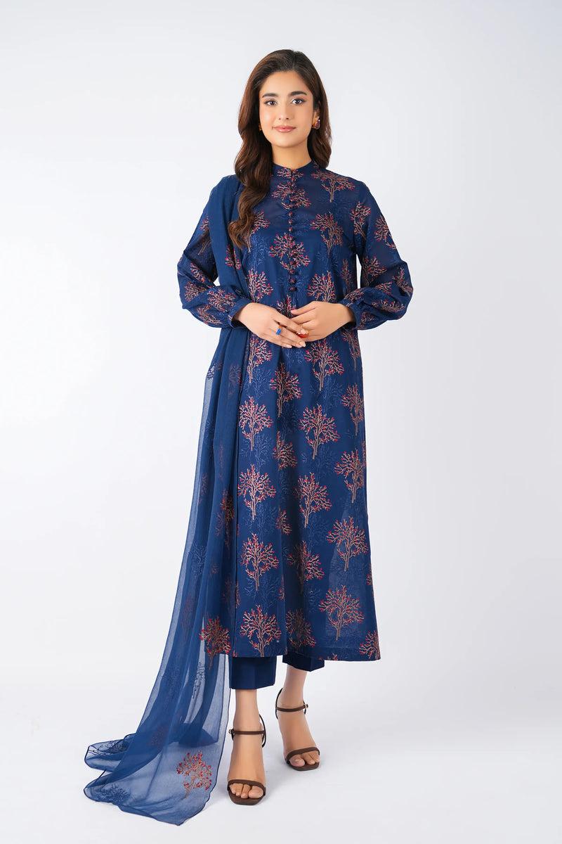 Fabareeze Navy blue 3 PC Lawn Embroidered