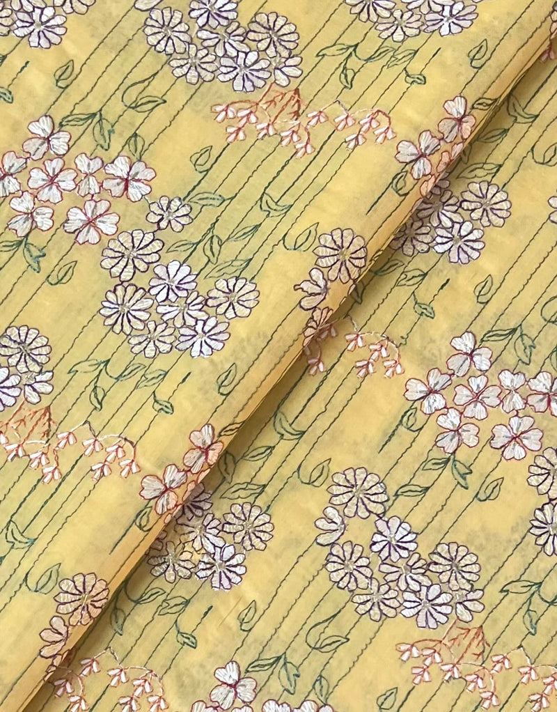 Fabareeze Yellow 3 PC Lawn Embroidered