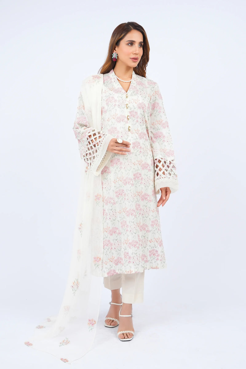 Fabareeze Off white 3 PC Lawn Embroidered