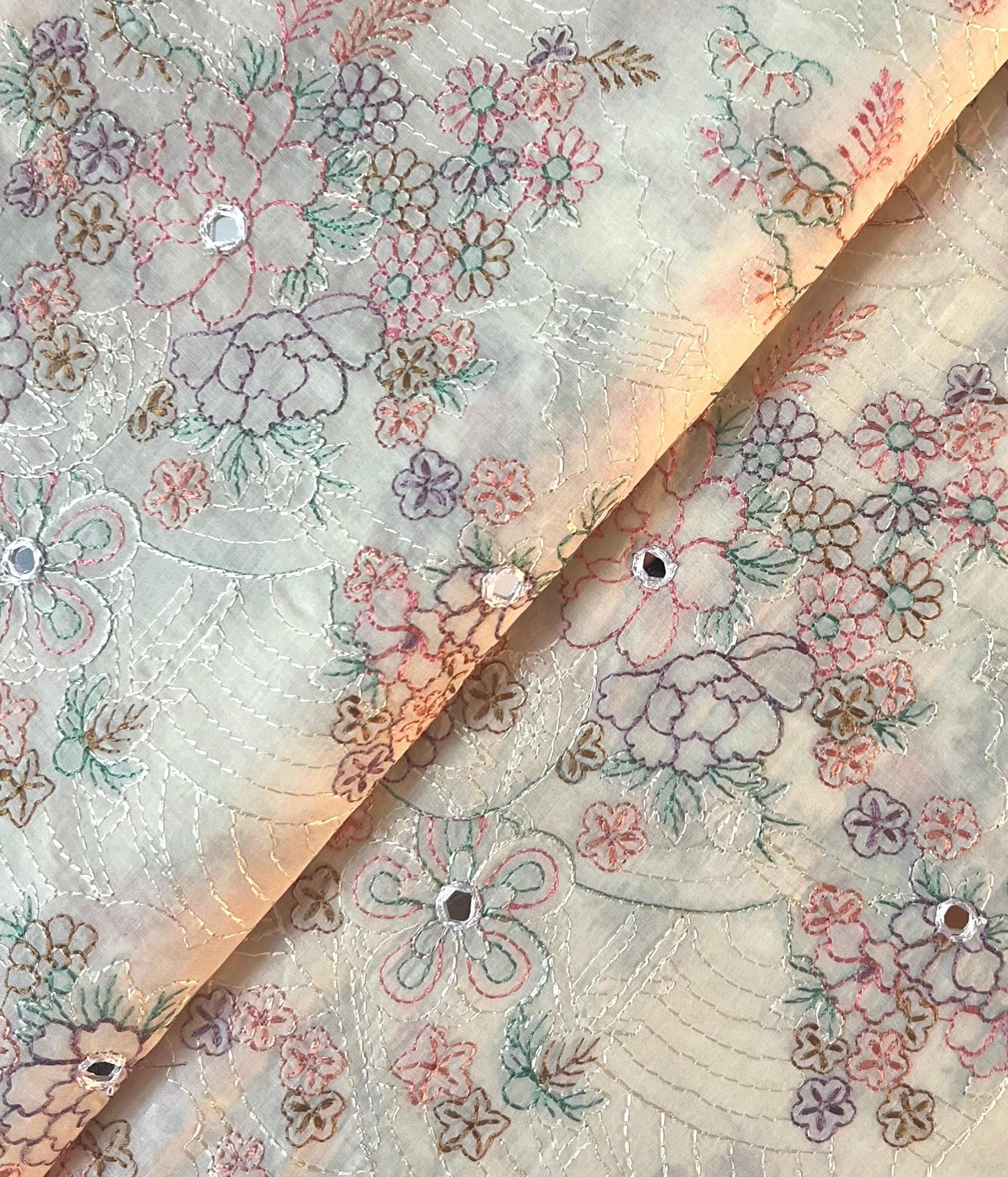 Fabareeze Light peach 3 PC shishakari Embroidered