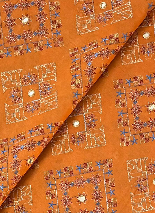 Orange Shishakari Embroidered Lawn – 3 Piece
