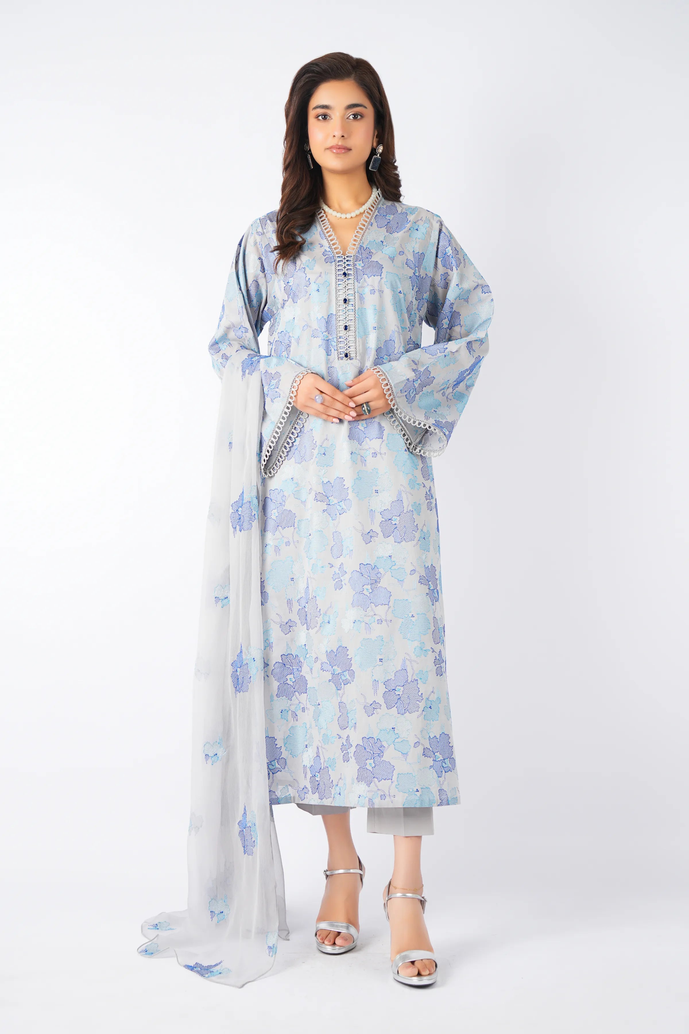 Grey Embroidered Lawn 3-Piece (Unstitched)