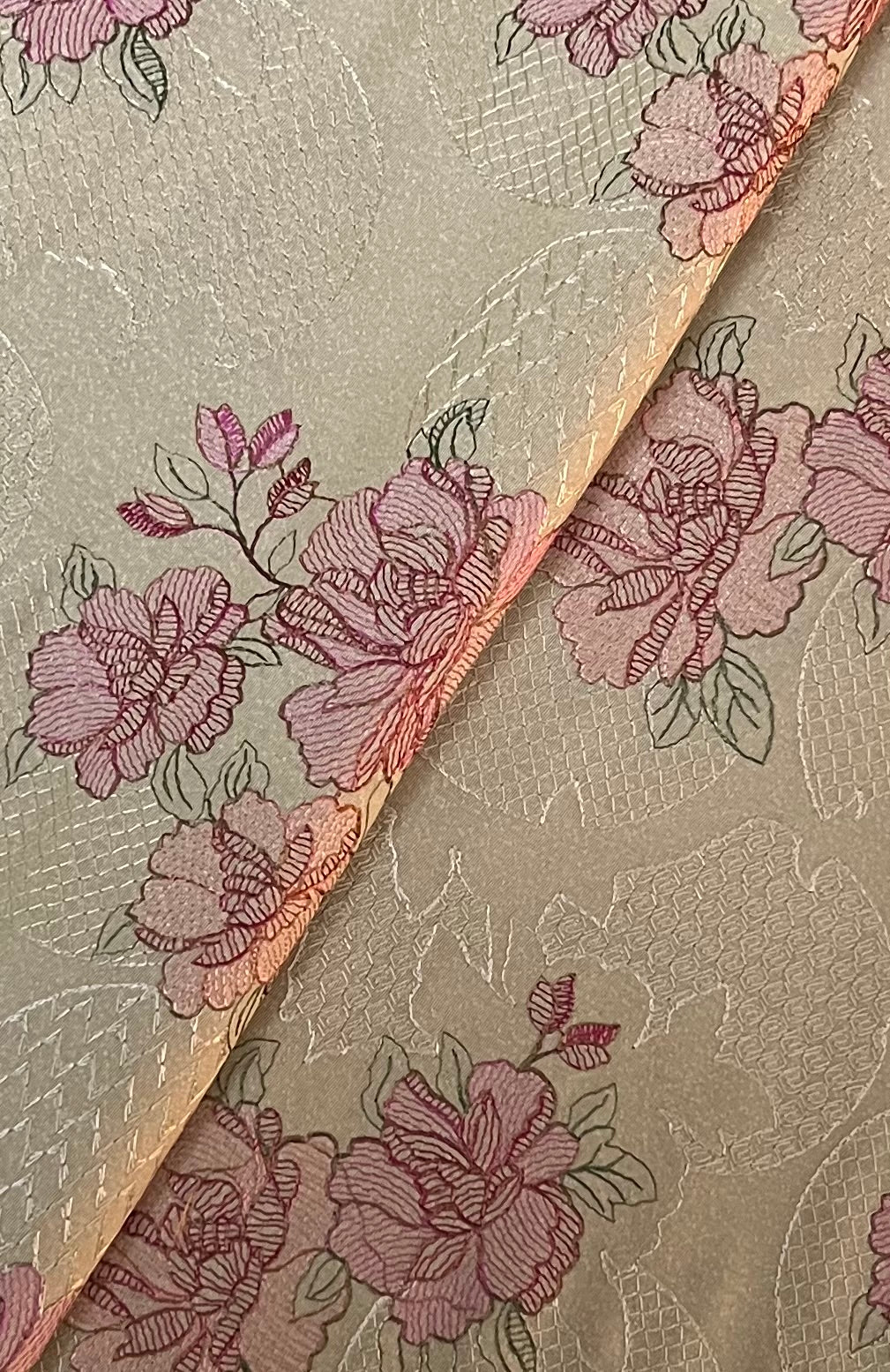 Beige Embroidered Karandi