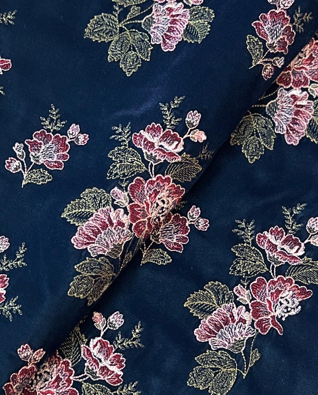 Fabareeze Zinc blue Embroidered 3 PC Velvet